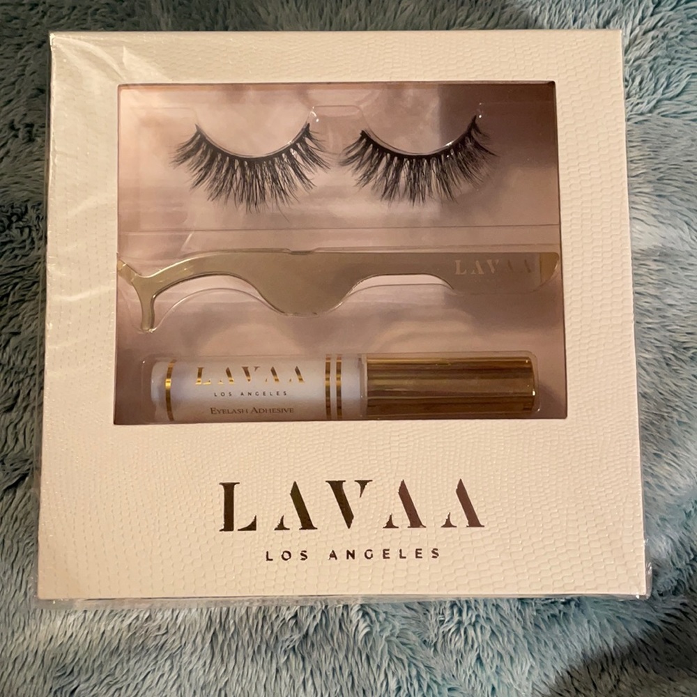 LAVAA Los Angeles faux mink lashes, glue, & tweezers